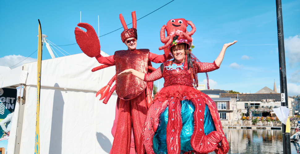 Giant lobster roaming acts on the Barbican at Seafest